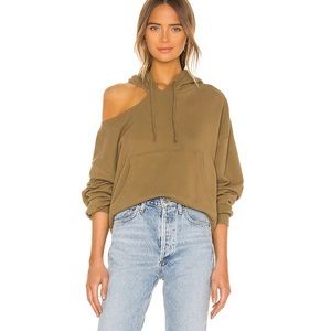 LNA lion hoodie brown green tie dye hoodie drop shoulder cold off baggy sweater